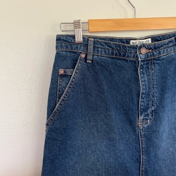 FREE PEOPLE Denim Blue Midi Skirt : size 28 - Picture 6 of 7